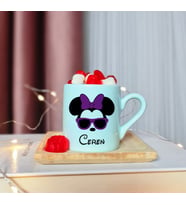 Minnie Mouse Tasarımlı Kişiye Özel Yeşil Türk Kahvesi Fincanı
