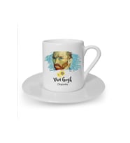 Van Gogh Baskılı Beyaz Türk Kahvesi Fincanı