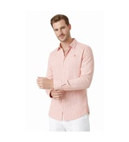 DeepSEA Turuncu Slim Fit Çizgili %100 Pamuk Erkek Gömlek – Nefes Alan Şık Günlük Gömlek 2602626