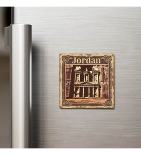 Ürdün Jordan - Posta Pulu Temalı Ülke - Baskılı Buzdolap Magneti Kare - 9x9 cm