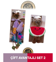 Eastland Matatabive Catnipli Peluş Fare ve Şekerli-Hışırtılı Peluş Karpuz Oyuncak 2'li Set