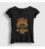 Presmono Kadın Siyah Carry On My Wayward Son Dizi Supernatural T-Shirt 441533tt