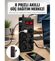 2 Metre Güçlü Çoklu Priz 8 Soket Yeni Nesil
