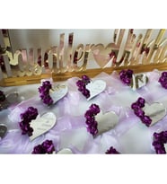 30 Adet Mor Süslü Çiçekli Kalp Nikah Şekeri-