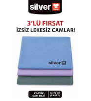 Silver Home Mikrofiber 50x70cm 3lü Klasik Cam Temizlik Bezi - Renkli