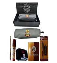 Galatasaray Orjinal Lisanslı Siyah Air Kalemtraş Ahşap Kutulu 6'lı Kırtasiye Seti (Gri)