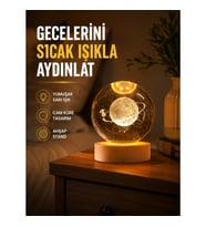 Mey İthalat® Ahşap Standlı Sarı Işıklı Dekoratif Küre Kız Figürü Tasarım