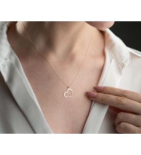 Kişiye Özel 925 Ayar Gümüş Minimal Kalp Kolye (Gold)