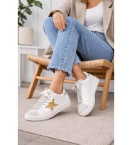 Yıldızlı Sneaker Golden Ghost Super Star Ball Star Hi Star Running Sole Dad Star Rahat Hakiki Deri (BEYAZ-SOHO GRİ)