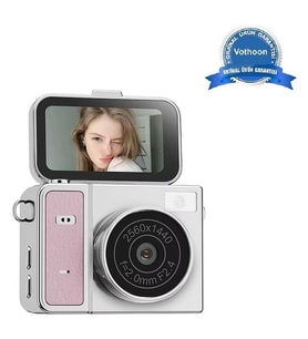 2k Mini Dijital Retro Video Kamera Flaşlı Dijital Vlog Mini Fotoğraf Makinesi Türkçe Menü Pembe