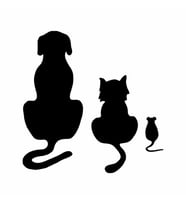 Köpek Kedi Fare Duvar Sticker Siyah 22x22 cm