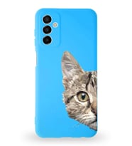 Samsung Galaxy M13 Uyumlu Lansman Kılıf. Altı Kapalı İçi Kadife  Catface Tasarımlı Silikon Kapak (Şeffaf)