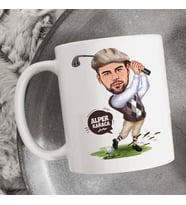 Kişiye Özel Golf Sever Erkek Karikatürlü Bardak