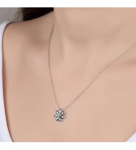 SWAROVSKİ TAŞLI PAPATYA 925 AYAR GÜMÜŞ KOLYE