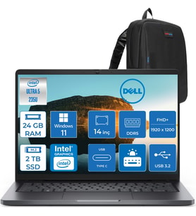 Dell Pro 14 Intel Core Ultra 5 235U 4.9ghz 24GB Ddr5 2tb SSD Windows 11 Pro Intel® Aı Boost 14 Inç IPS Fullhd+ (1920X1200) Taşınabilir Bilgisayar PC14250BTO113P09 + Zetta Çanta