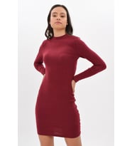9421409 Ribana Lyc. Yarım Balıkçı Elbise BORDO