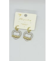 Kalp Form Işıltılı Sallantılı Küpe – Gold & Silver Mix