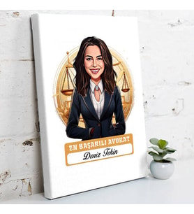Kişiye Özel Hediye Karikatürlü En Başarılı Kadın Avukat Kanvas Tablo