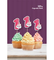 Unicorn Temalı * 1 Yaşında Cupcake Süsü '10lu