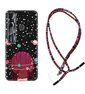 Tecno Spark 6 6 Go 8C 8 Pro 7 7 Pro Kılıf Boyun Asklı Rasta Silikon Space Woman 1311
