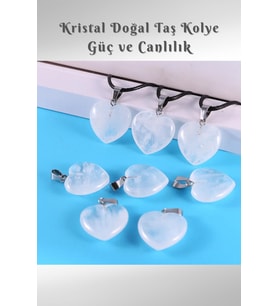Nelleovana Kalp Kristal Kuvars Doğal Taş Kolye ( Güç Ve Canlılık ) Aa Kalite