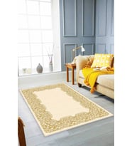 Krem Gold Çerçeveli Kaymaz Tabanlı Dekoratif Halı MK57 - 100 x 160 cm