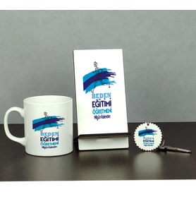 Beden Eğitimi Öğretmeni Üçlü Set (Kupa + Telefon Standı + Anahtarlık) 002