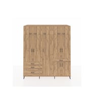 Kronos Dolap 11 Raflı 4 Çekmeceli 2 Askılı 220x59x243 Çam-Çam/Çam