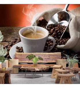Çuvalda Kahve Cafe Duvar Kağıdı Baskı
