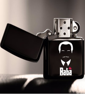 BK Home Godfather Baba Tasarımlı Renkli Baskılı Benzinli Siyah Metal Çakmak-12