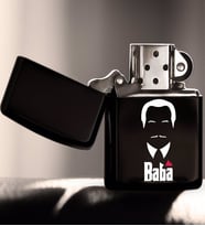 BK Home Godfather Baba Tasarımlı Renkli Baskılı Benzinli Siyah Metal Çakmak-12