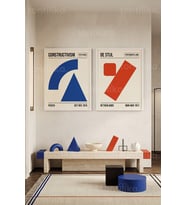 Geometrik Sanat 2'li Ahşap Çerçeveli Tablo Seti