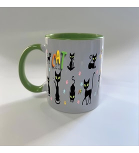 Cat Love Baskılı Yeşil Mega Kupa