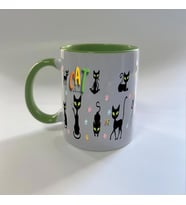 Cat Love Baskılı Yeşil Mega Kupa