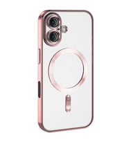 iPhone 16 Plus Kılıf Kamera Korumalı Magsafe Parlak Luxury Kılıf (Rose)
