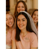 Team bride yaka rozeti pembe üstü gold yazı