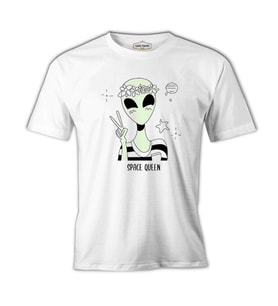 Space Queen Beyaz Erkek Tshirt