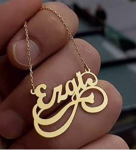 İsimli Şık Tasarımlı  Altın Kaplama  Gümüş Kolye