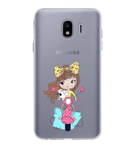 Samsung Galaxy J4 Kapak Vespagirl Tasarımlı Şeffaf Silikon Kılıf