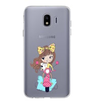 Samsung Galaxy J4 Kapak Vespagirl Tasarımlı Şeffaf Silikon Kılıf
