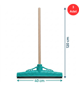 Mulpex Kauçuk Zemin Çekçeği 40 cm + 120 cm Ahşap Saplı Endüstriyel Temizlik Seti x 3 Adet