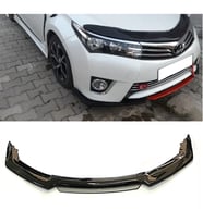 Toyota Corolla 2009-2014 Gri Renkli Şeritli Dilli Ön Lip 4 Prç Parlak Siyah ABS