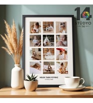Stüdyo 14 Kişiye Özel 12 Fotoğraflı Çerçeveli Tablo – Fotoğraf , İsim ve Tarih Özelleştirmeli Dekoratif Hediye
