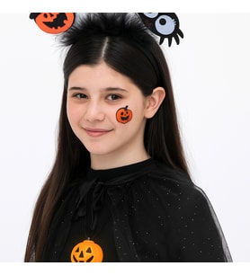 Halloween Cadılar Bayramı Taç Bal Kabağı ve Örümcekli 2li model Parti Aksesuarı