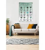 Mavi Shots Menü Leke Tutmaz Kadife Kumaş Duvar Örtüsü Duvar Halısı Tapestry