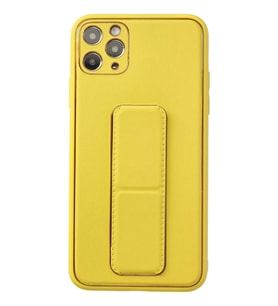Newface Apple iPhone 11 Pro Max Kılıf Coco Deri Standlı Kapak - Sarı