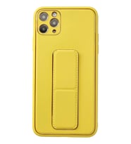 Newface Apple iPhone 11 Pro Max Kılıf Coco Deri Standlı Kapak - Sarı