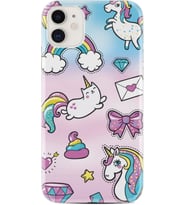 Apple iPhone 11 12 13 Mini Kılıf Desemli Silikon Unicorn Mektup 1800