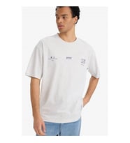 Defacto Boxy Fit Baskılı Gri Erkek T-Shirt F8120AX/GR389