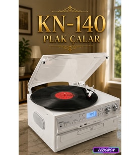 Kn-140 Nostaljik Plak Çalar - Bluetooth, CD Çalar, USB, FM Radyo Destekli Çok Fonksiyonlu Müzik Kutusu